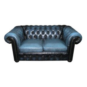 Chesterfield Sofa - 2 Seater - Blue - Vintage 450x450