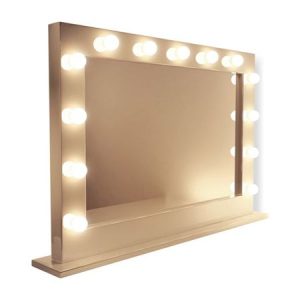 Large Make Up Mirror - Bulbed - White