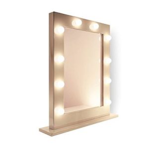 Small Make Up Mirror - Bulbed - White (1) 450x450